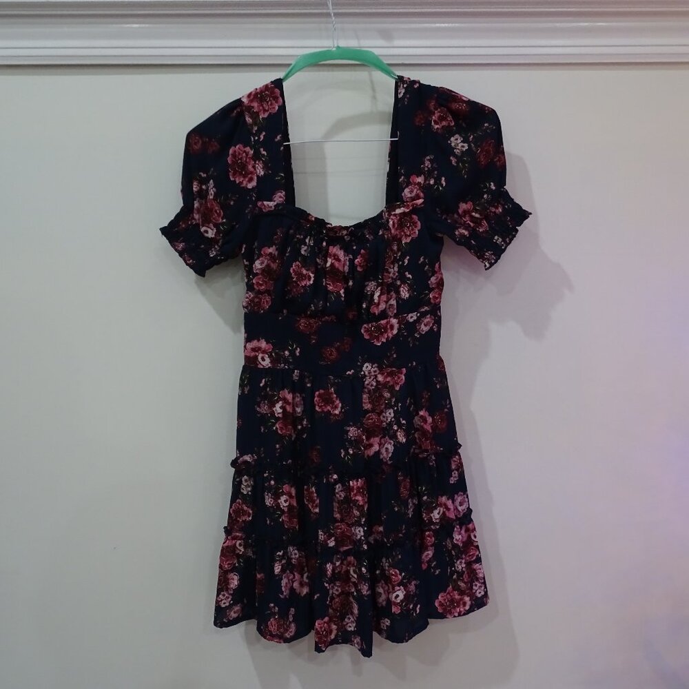 Navy & Pink Floral Dress